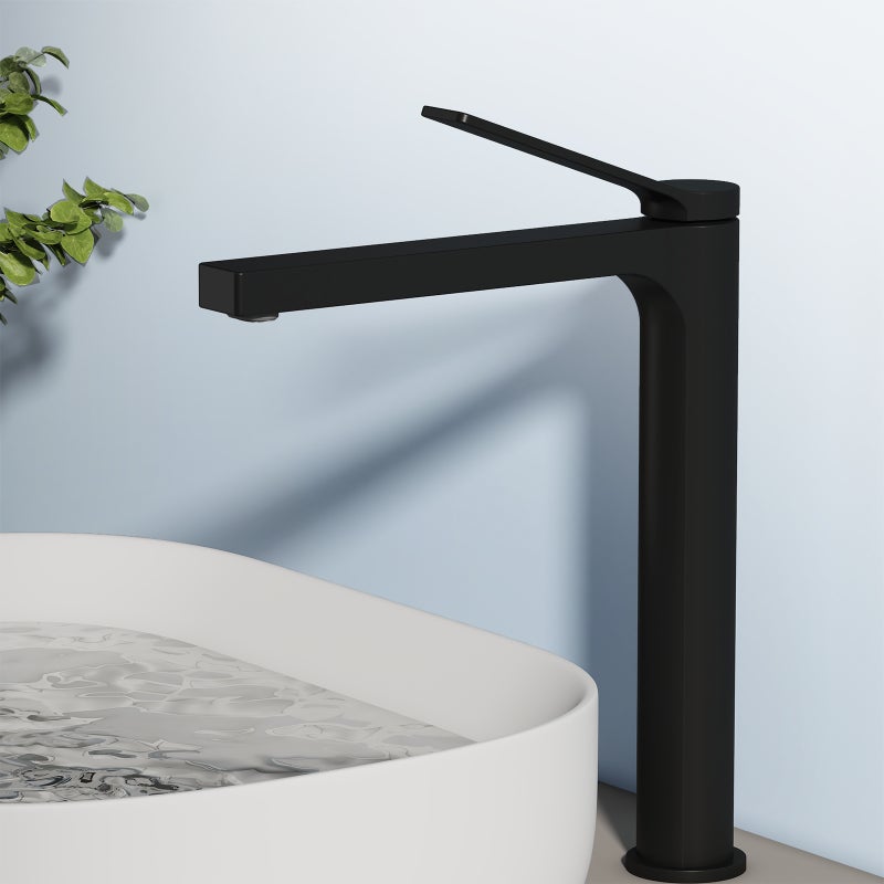 EMKE Bateria umywalkowa wysoka czarny matowy 33.5 cm