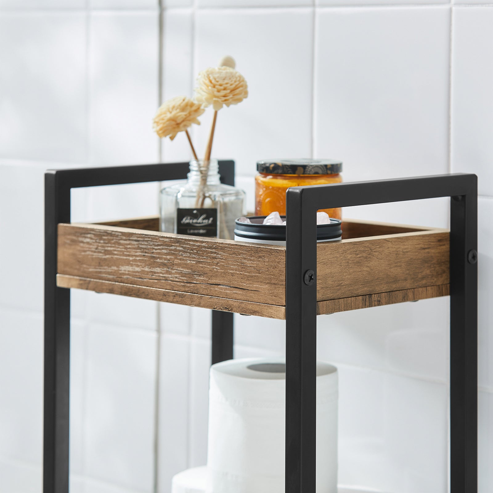 SoBuy Tour de Rangement Etagère de Stockage Etagère de Cuisine Salle de Bain avec 3 étages, FRG226-F - 6