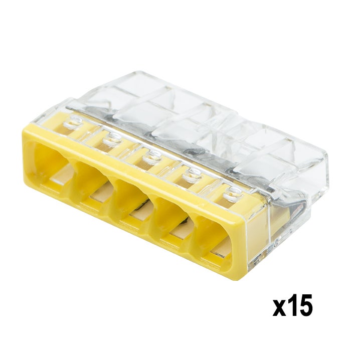 Flacon de 50 mini bornes WAGO, 400 V, 24 A, connexion PUSH WIRE®, transparent, pour fils 1 à 2,5 mm² - 5