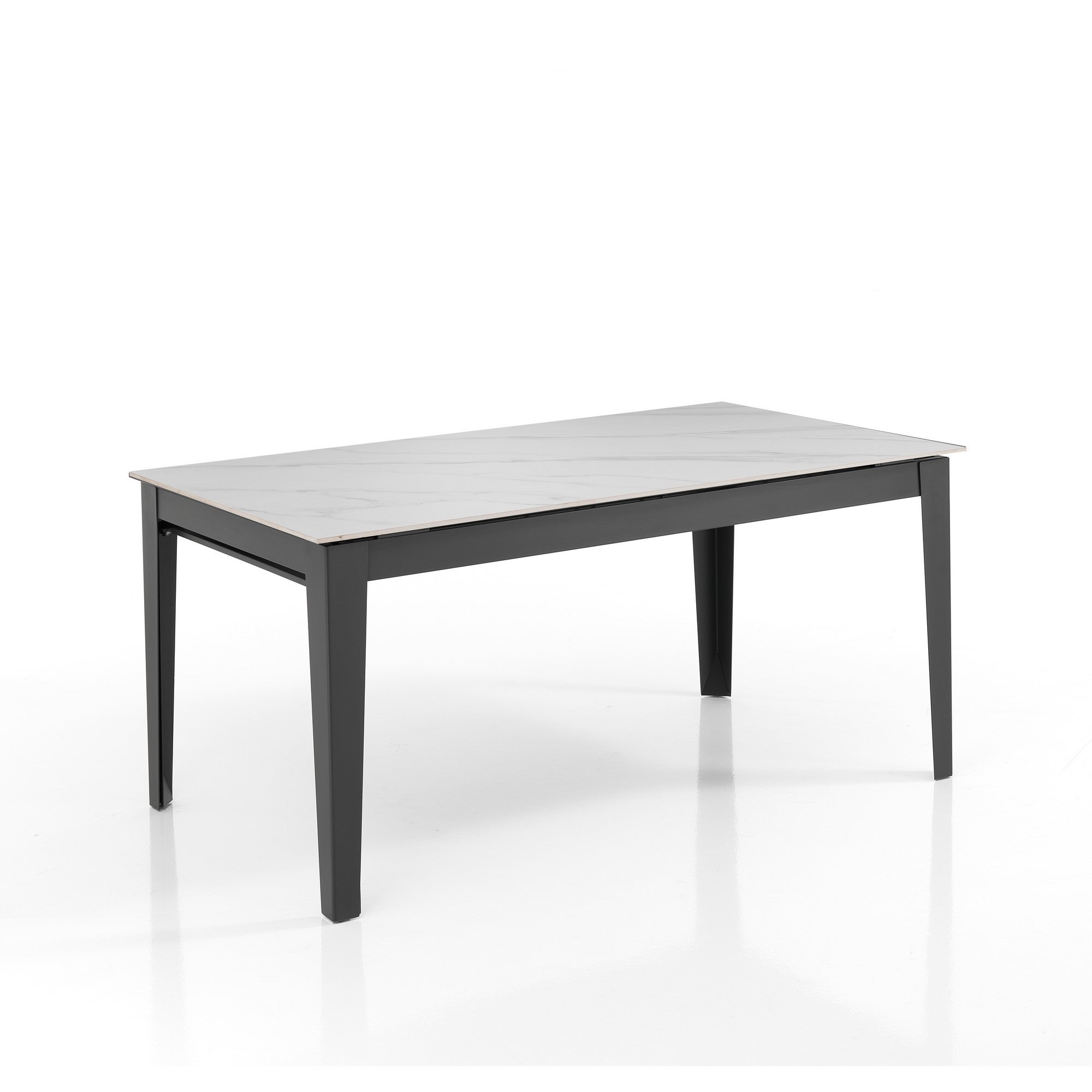 Stół rozkładany GREAT WHITE MARBLE – matowa szara stal, ceramika z białego marmuru, wys. 76 cm, szer. 160/220/280/340/400 cm, 8/16 miejsc, do jadalni