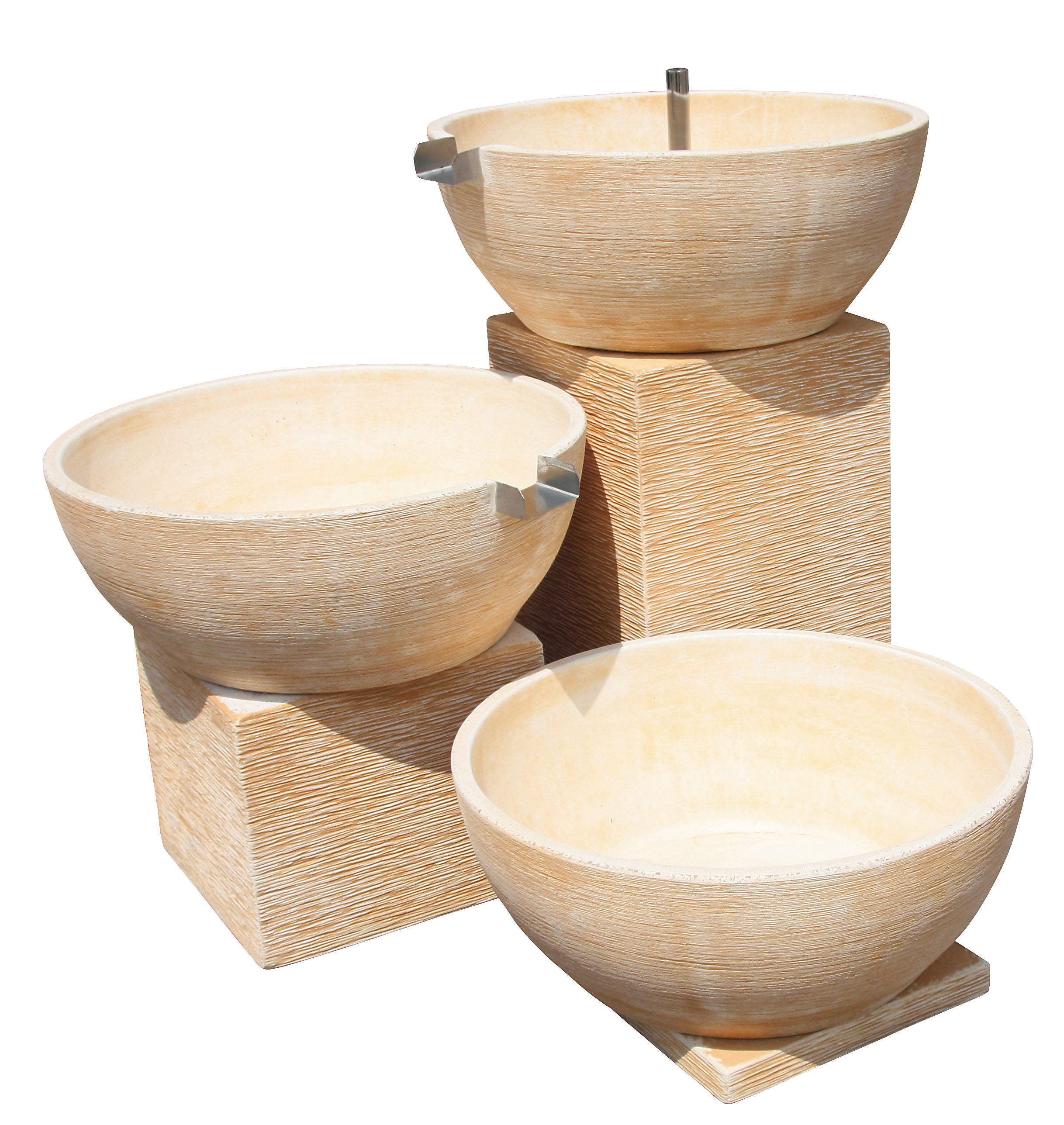 Fontaine de Jardin moderne AURE 124x124x92 cm. en Betón Pierre. Couleur Ocre - 2