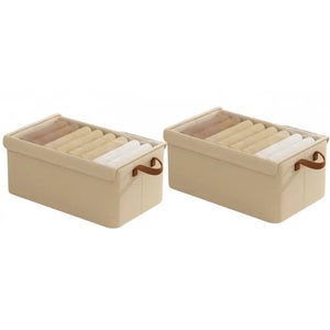 RIHUD - Scatola in tessuto con coperchio, pieghevole, per cassetti, organizer per guardaroba, cassetti, biancheria intima, per calze, reggiseni, cravatte, sciarpe, vestiti (grigio, medio