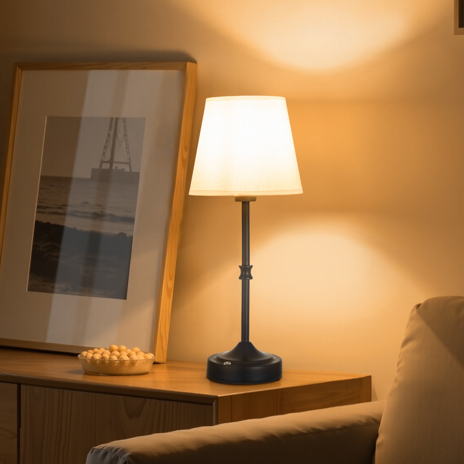 Lampa stołowa Lampa biurkowa Klosz z tkaniny Czarny Bezprzewodowa akumulatorowa VEVOR