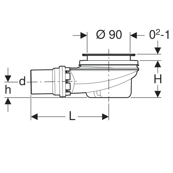 GEBERIT serie 150.552.21.1 Sifone per piatto doccia con piletta 90 mm - 4