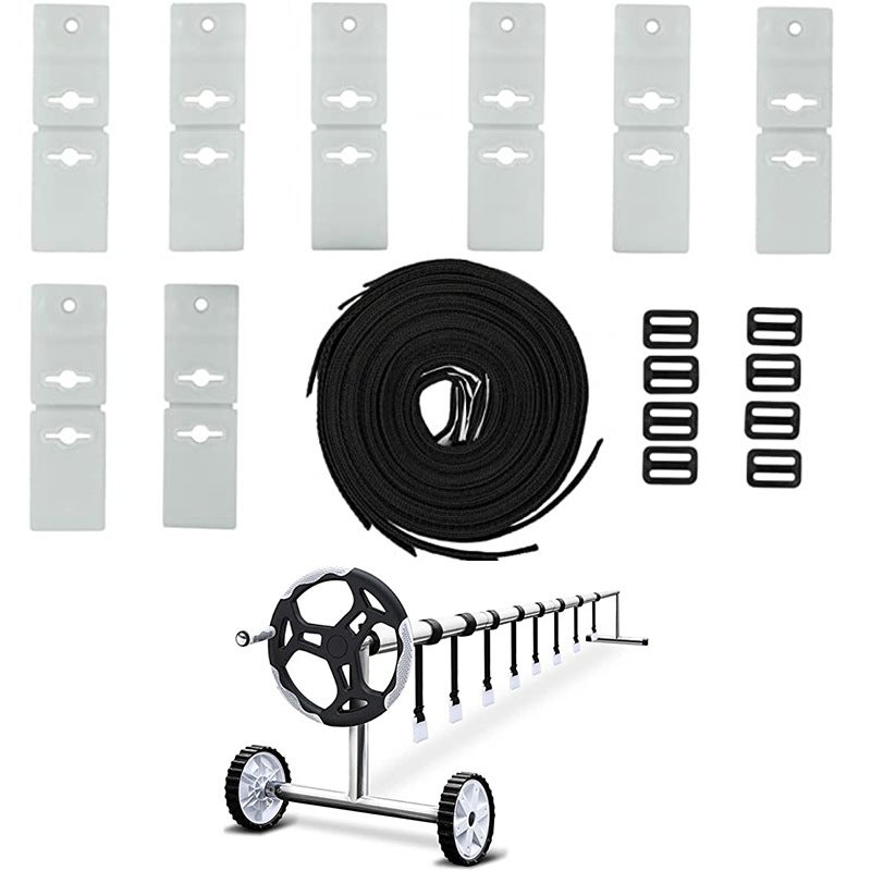 Lot De 8 Sangles De Serrage Pour Bâche Piscine - Longueur 164 Cm, Réglables, Avec Crochets Et Clips, Nylon Résistant - 12