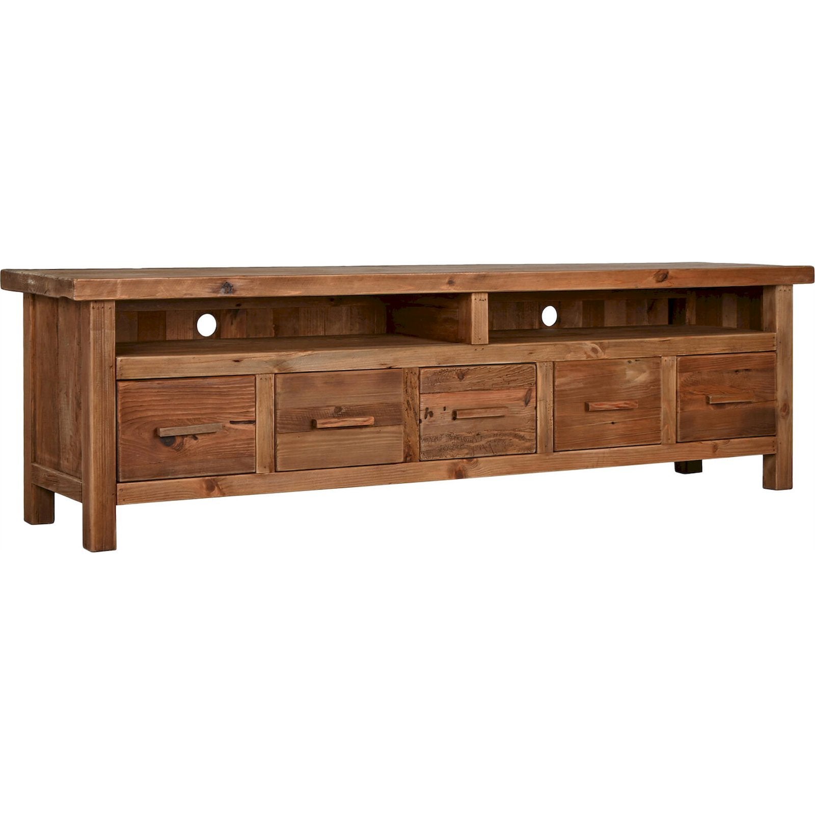 Meuble TV bois recyclé esprit naturel et authentique 210 x 48 x 60 cm ...