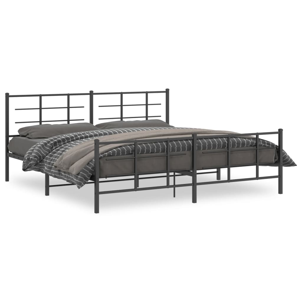 Estructura cama sin colchón con estribo metal negro 193x203 cm vidaXL - 2