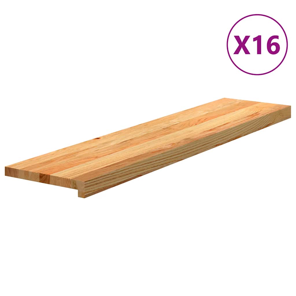 Stopnie schodowe, 16 szt. brązowe 110x25x2cm lite drewno dębowe vidaXL