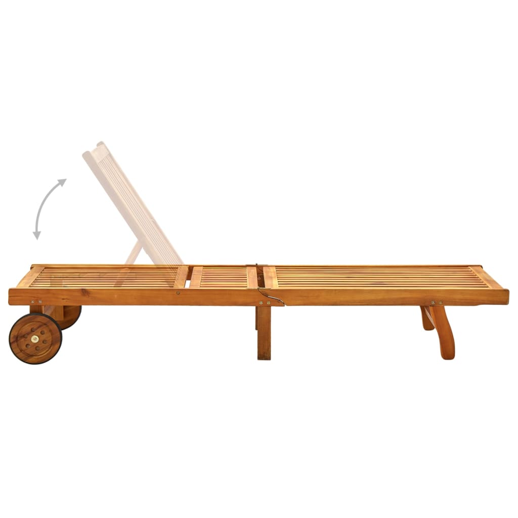 Lettino Prendisole da Giardino | Sedia a Sdraio | Chaise Longue con Cuscino Massello di Acacia CFW601144 - 6
