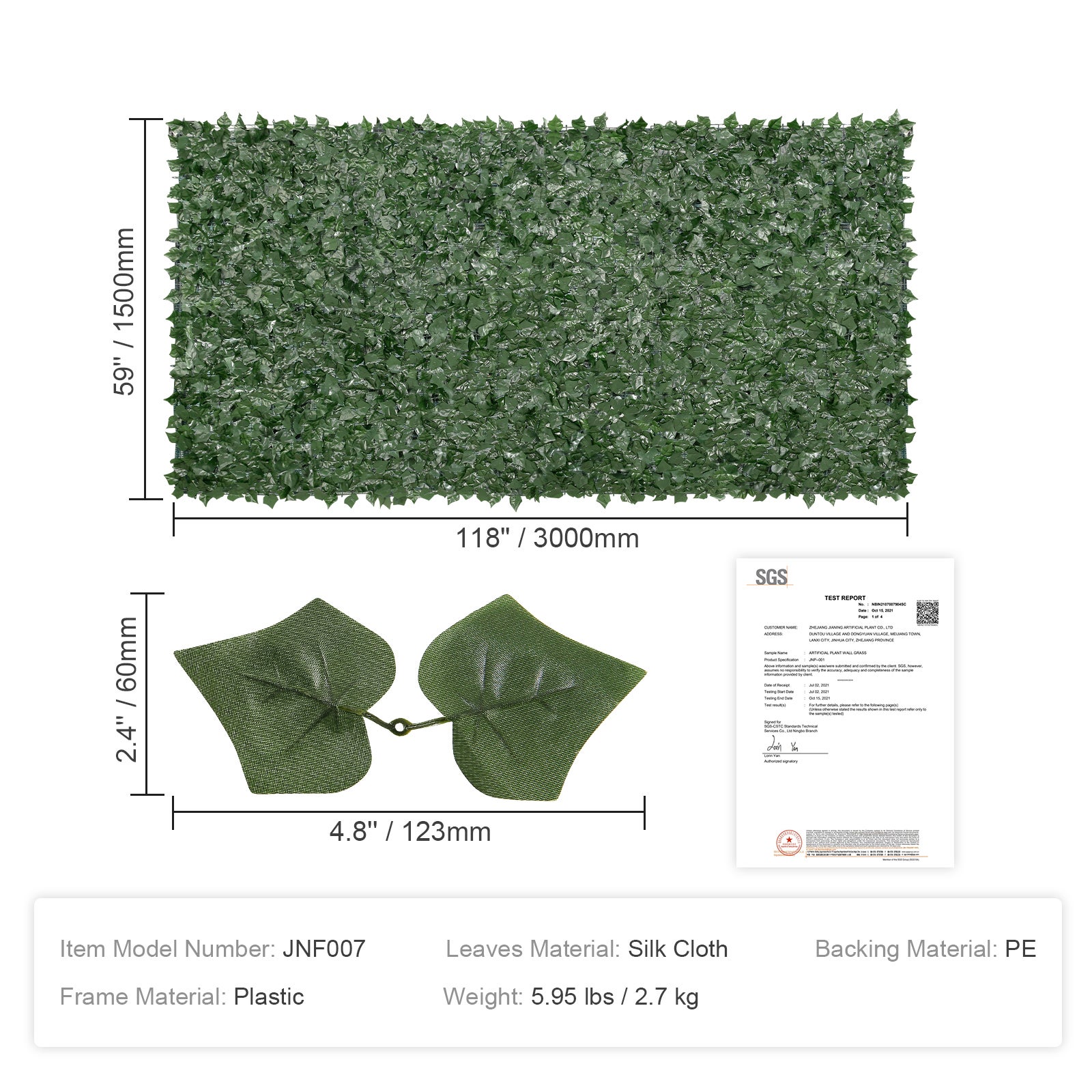 Siepe Finta Artificiale Ultra Coprente Anticaduta Rotolo Rete Frangivento Ornamentale Foglia Edera Sintetica Per Ringhiera Terrazzo Balcone Giardino Recinzione Verde Scuro (1 x 3 Mt