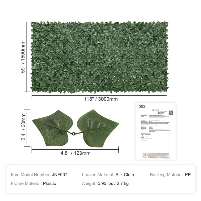 Siepe Finta Artificiale Ultra Coprente Anticaduta Rotolo Rete Frangivento Ornamentale Foglia Edera Sintetica Per Ringhiera Terrazzo Balcone Giardino Recinzione Verde Scuro (1 x 3 Mt Siepe Finta Artificiale Ultra Coprente Anticaduta Rotolo Rete Frangivento Ornamentale Foglia Edera Sintetica Per Ringhiera Terrazzo Balcone Giardino Recinzione Verde Scuro (1 x 3 Mt