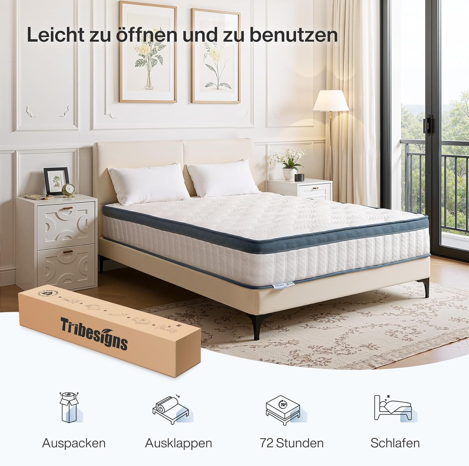 Tribesigns Colchão 90x200 cm, 25 cm, colchão ortopédico de 7 zonas com certificação Oeko-TEX, colchão de molas - 5