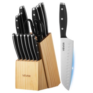 Set Di 3 Coltelli Da Cucina In Acciaio Inox 50Cr15Mov Con Lama Affilata E Manico In Legno - Regalo Chef - 4