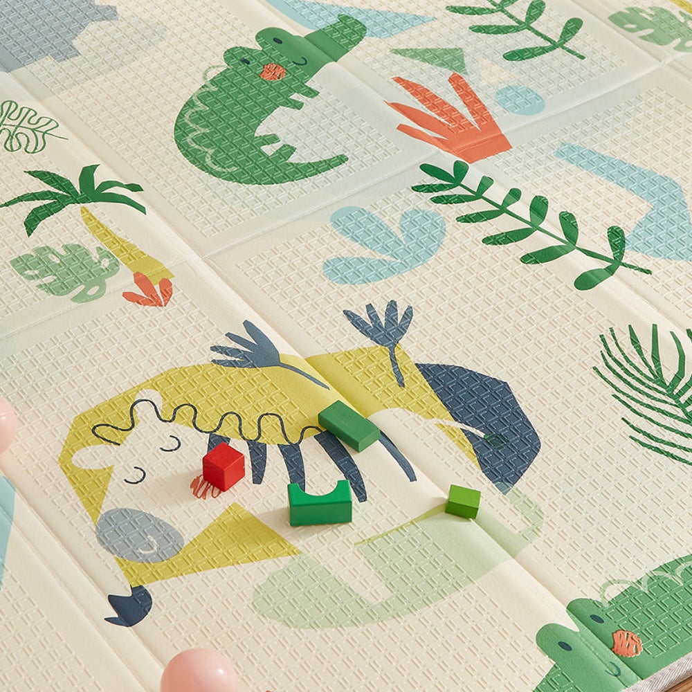 CASABEL Tapis d’Éveil Bébé 180×200 cm, Pliable, Motifs Jungle - 8