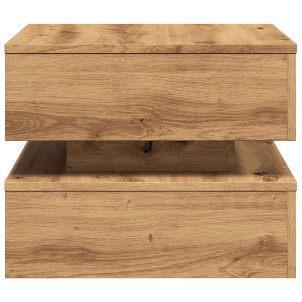 Maison Exclusive - Table basse avec lumières LED chêne artisanal 50x50x40 cm - 8