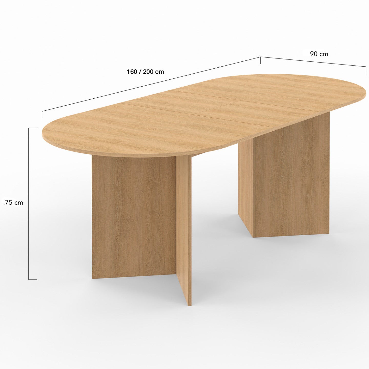 Table à manger extensible ovale MARTHE 6 -10 personnes bois façon hêtre 160-200 cm - 5
