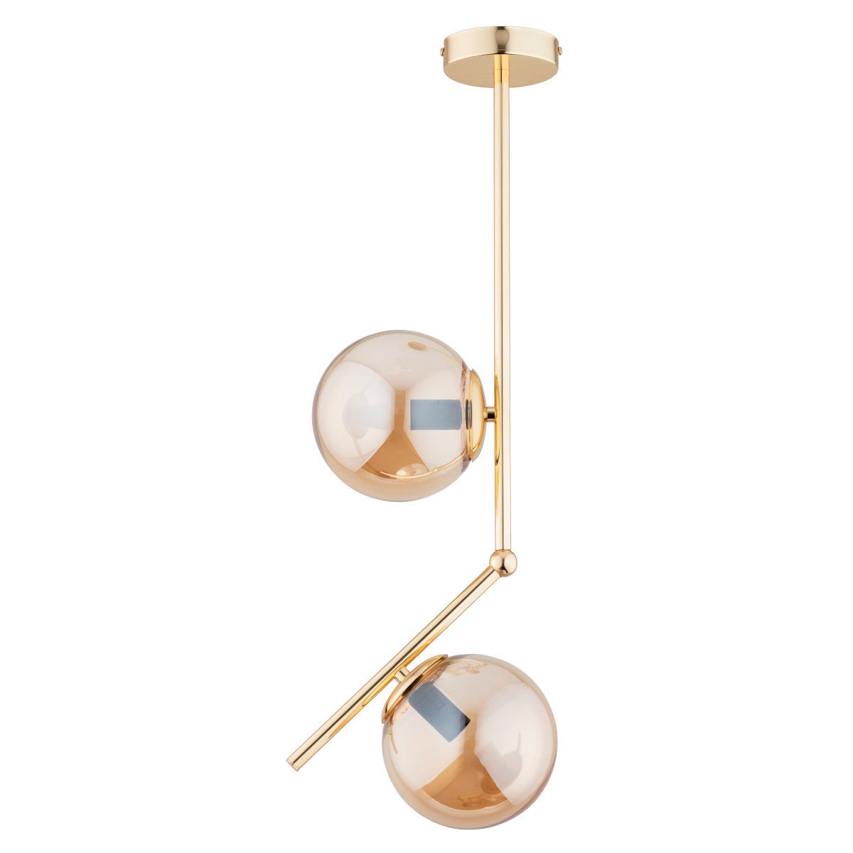 Lampa wisząca Liberty złoto-bursztynowy 2xE14x10W glamour wym: 68 x 15 x 24 cm szkło Alfa