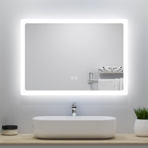 Specchio Da Bagno Con LED E Bluetooth - 70x50 Cm, 3 Colori Luce, Antiappannante, Touch