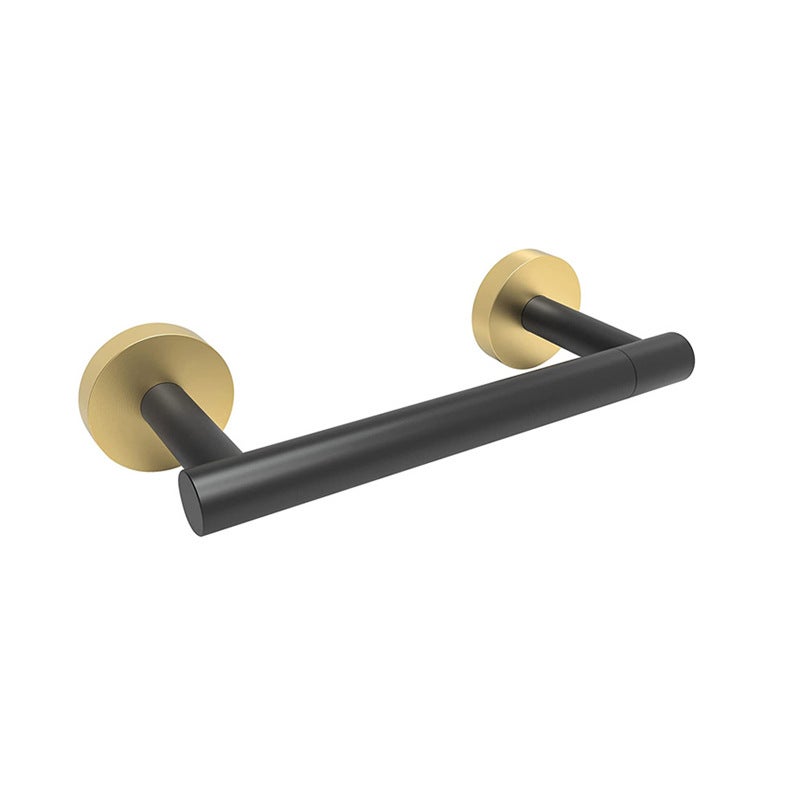 Obrotowy, dwukolumnowy uchwyt na papier toaletowy ze stali nierdzewnej, montowany na ścianie, czarno-złoty