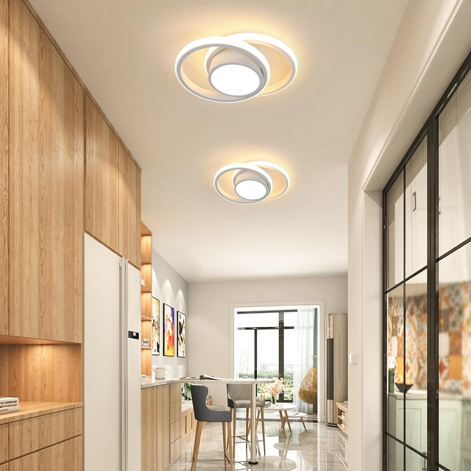 GOECO Lámpara de Techo LED Moderna, Lámpara de Techo Redonda, Blanco Cálido 3500K 32W 2500LM, Lámpara de Techo para Dormitorio Pasillo Cocina Balcón, - 5