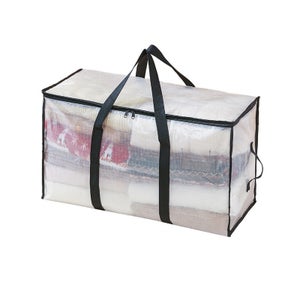 VENO Set da 8 Borse da trasloco grandi, Scatole trasloco con coperchio, cerniere e manici rinforzati, Borsone da viaggio, impermeabili Borsa di stoccaggi per piumoni, vestiti (Trasparente, 8 Pz