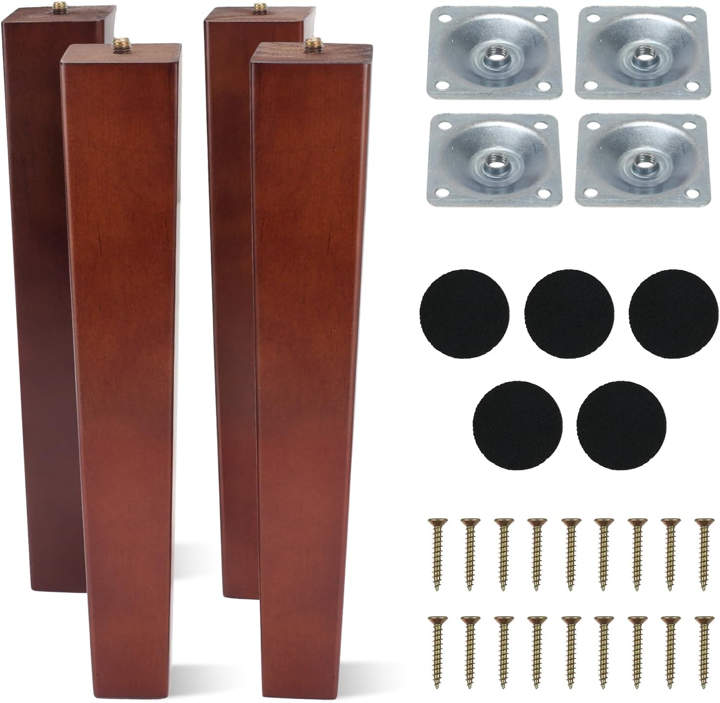 4 picioare de mobilier din lemn de 30 cm, picioare de canapea de schimb, picioare de masă din lemn masiv cu placă de montare, șuruburi