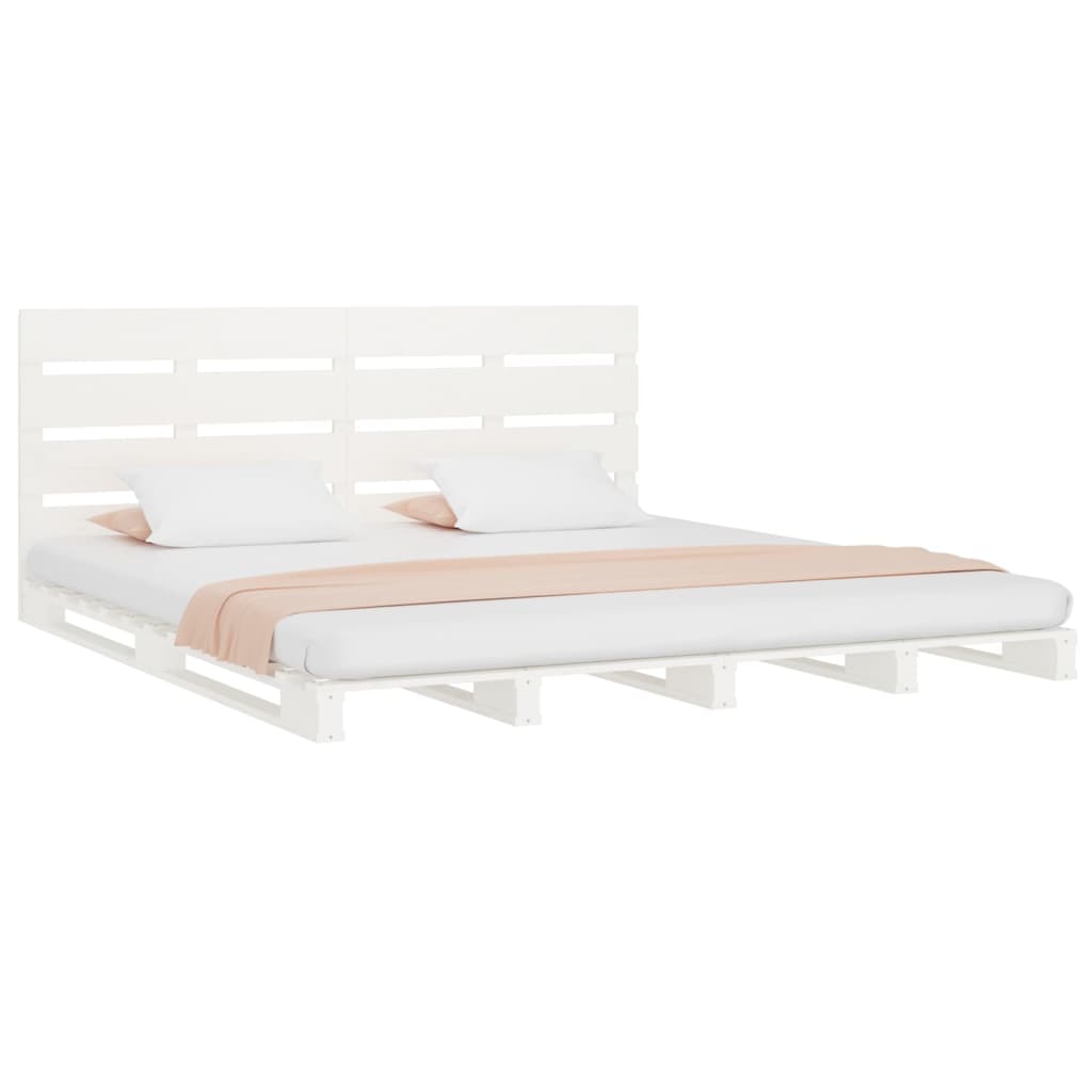 Cadre de lit sans matelas en bois massif de pin blanc pour la chambre, 180 × 200 cm - 4