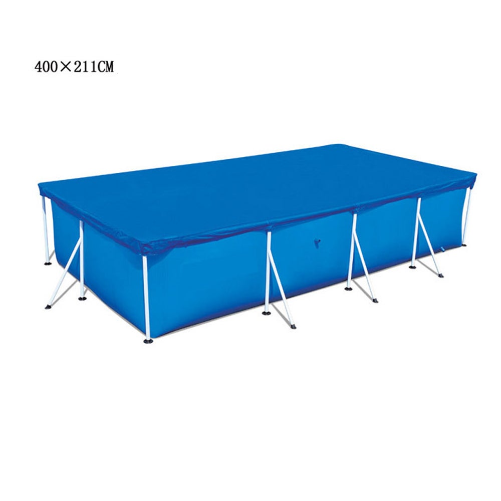 Pool Cover 400 x 210 cm Bâche de Couverture Été et Hiver Hors Sol pour Piscine Rectangulaire Coupe-Vent Imperméable Anti-Poussière - 2