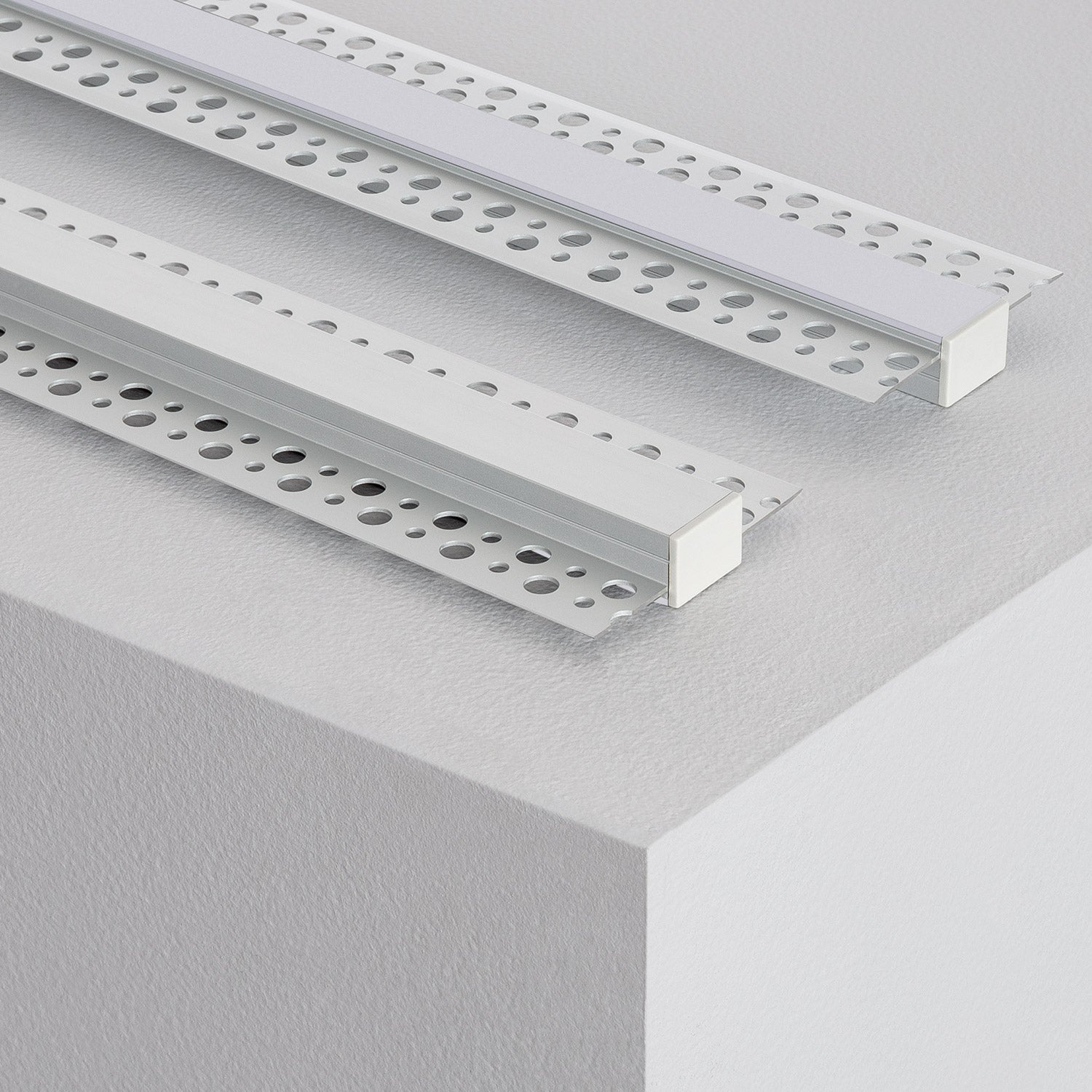 Profilé Aluminium Intégration Plâtre/Placo pour Rubans LED jusqu'à 15 mm - Aluminium 2 m Blanc translucide - Aluminium - 3