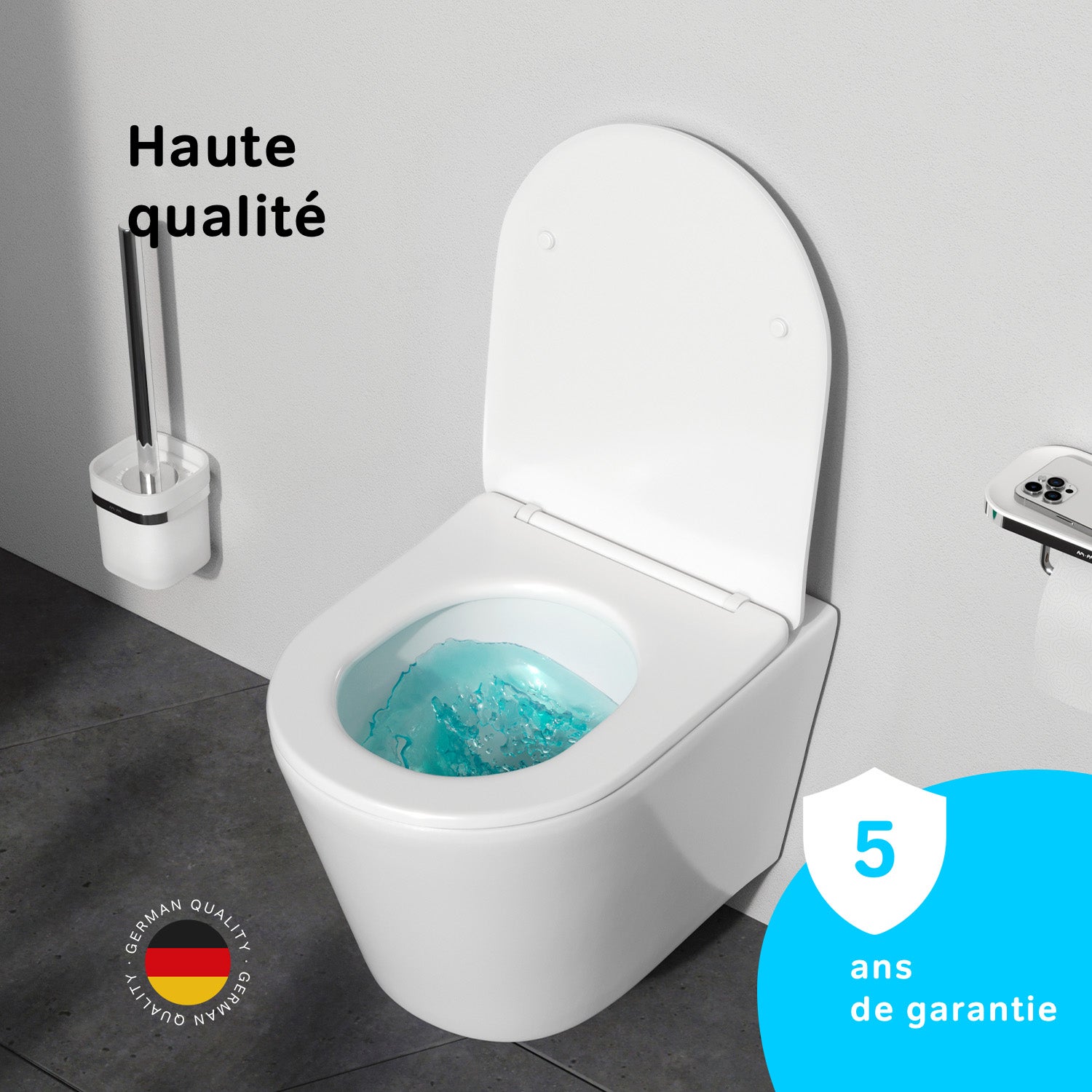 Pack WC suspendu bâti mural et cuvette Plaque Carrée Chrome,&nbsp;Pack WC Bati-support AM.PM Spike - 11