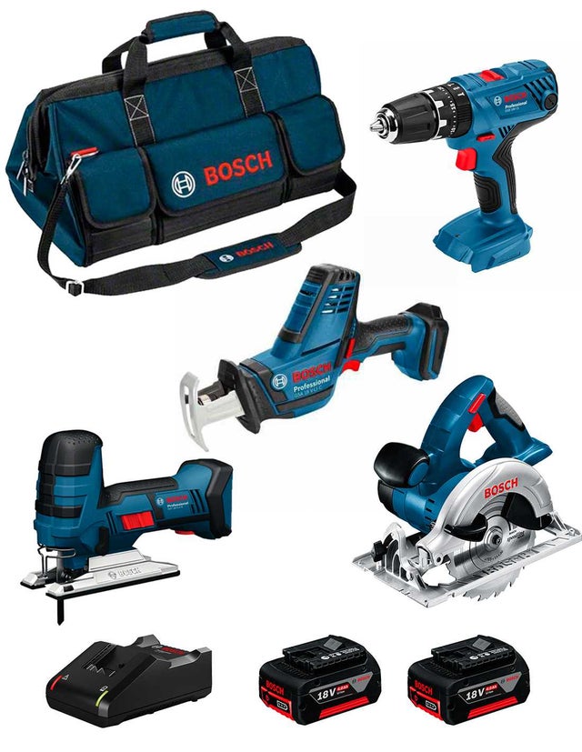 BOSCH Kit 18V BK403BAG (GSA 18 V-LI C GST 18 V-LI S GKS 18 V-LI GSB 18V-21 2 x 4,0 Ah GAL18V-40 Sac)