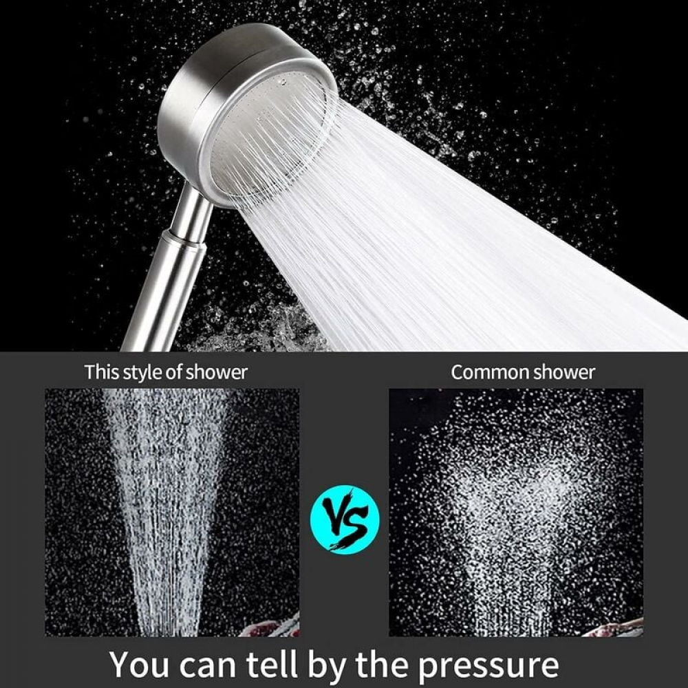 Soffione Doccia STOAT Alta Pressione - Acciaio Inox 304 Con Tubo 1,5 M, Nero - Foto 7