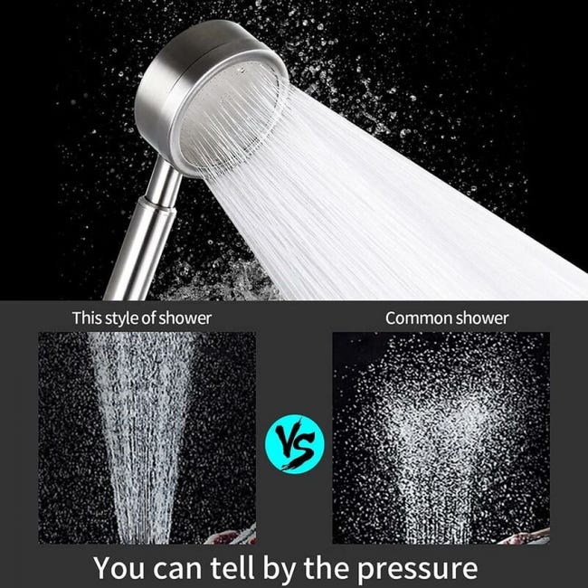 Soffione Doccia STOAT Alta Pressione - Acciaio Inox 304 Con Tubo 1,5 M, Nero - Foto 7