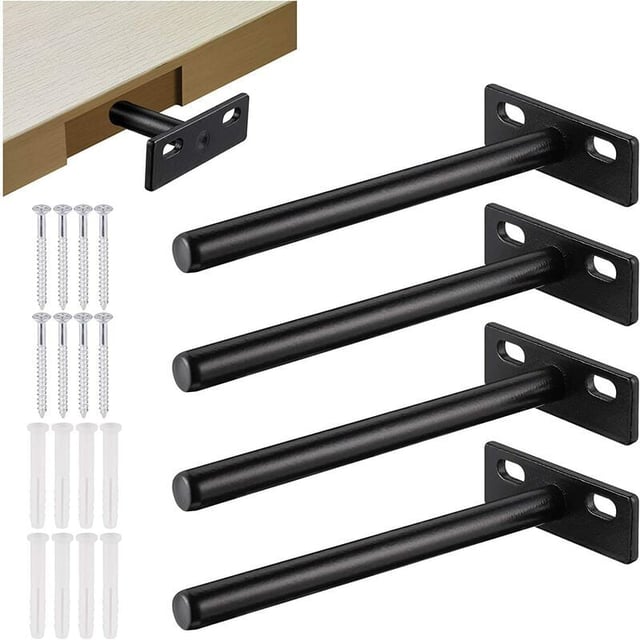 Soporte de estante flotante de 4 piezas, soporte de estante invisible de metal, soporte de estante oculto resistente 128 mm
