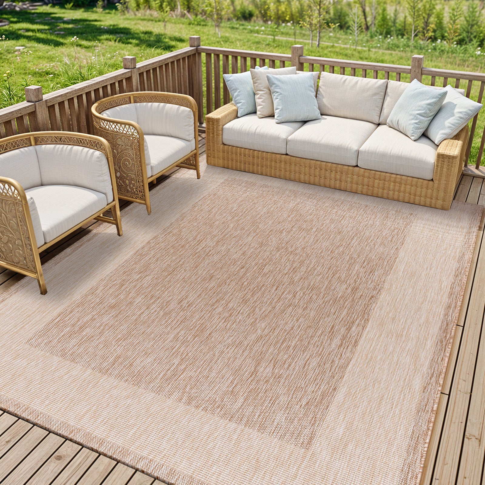 LIVABLISS Tapis d'Extérieur/Intérieur Aspect Jute Beige/Ivoire 200x275 cm Layla - 2