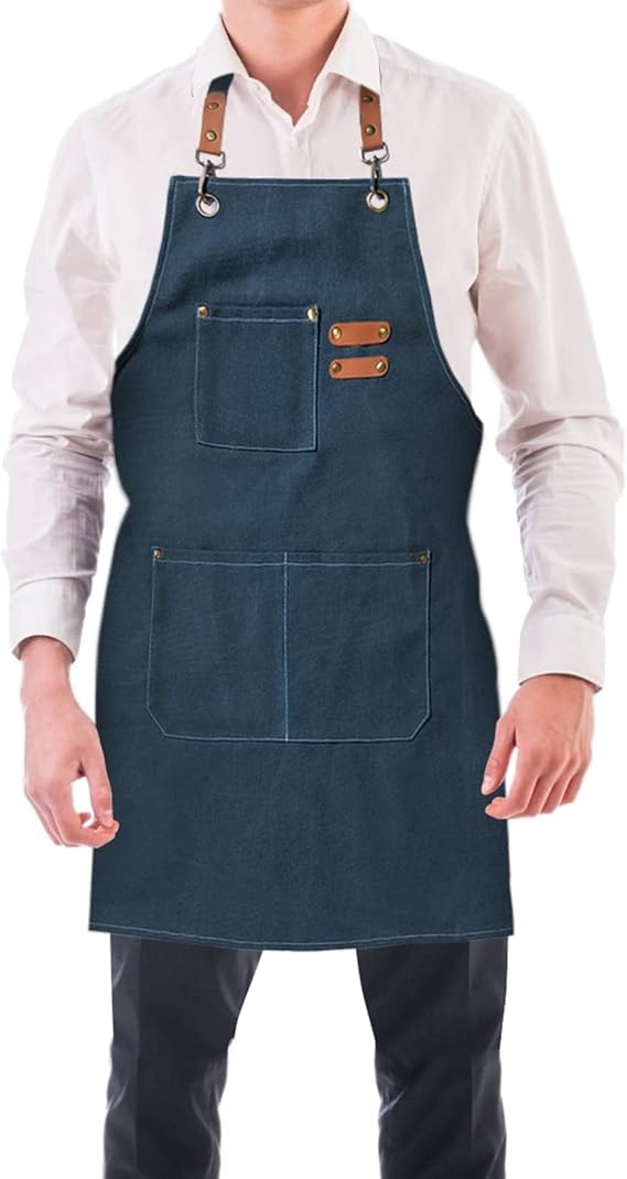 Tablier De Cuisine Imperméable OLIPHEE Avec 3 Poches - Homme/Femme, Réglable, Pour Cuisine, Barbecue, Jardinage