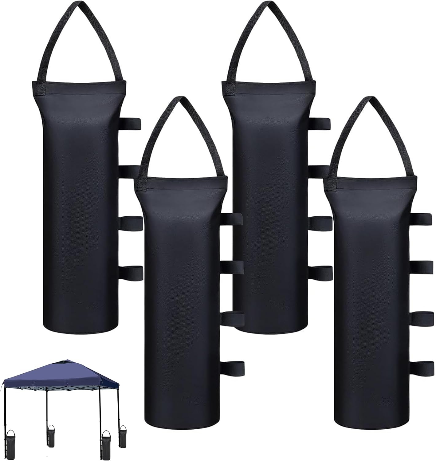 Zestaw 4 worków balastowych do altany, zagęszczone worki balastowe, do markizy, namiotu, balastu do altany (50 x 20 cm - czarne)