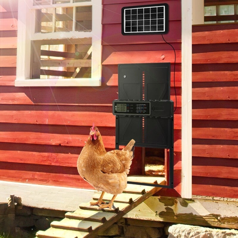Porte Poulailler Automatique Solaire,Automatique Poulailler en Aluminium avec Panneaux Solaires, Minuterie, IPX3 - 9