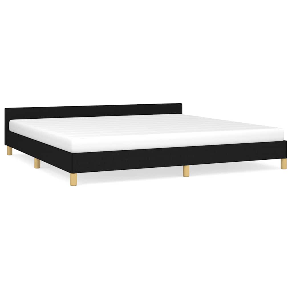Cadre de lit sans matelas noir 200 x 200 cm tissu - 2