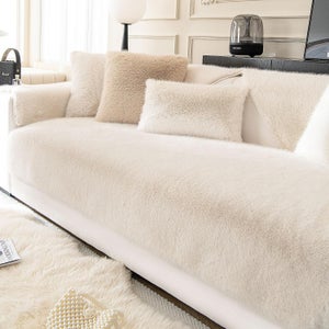 ShowyLive Housse Canapé D'Angle Universelle Gris Clair - Peluche Douce Anti-Dérapante 4/3/2/1 Places - Protection Canapé Forme L