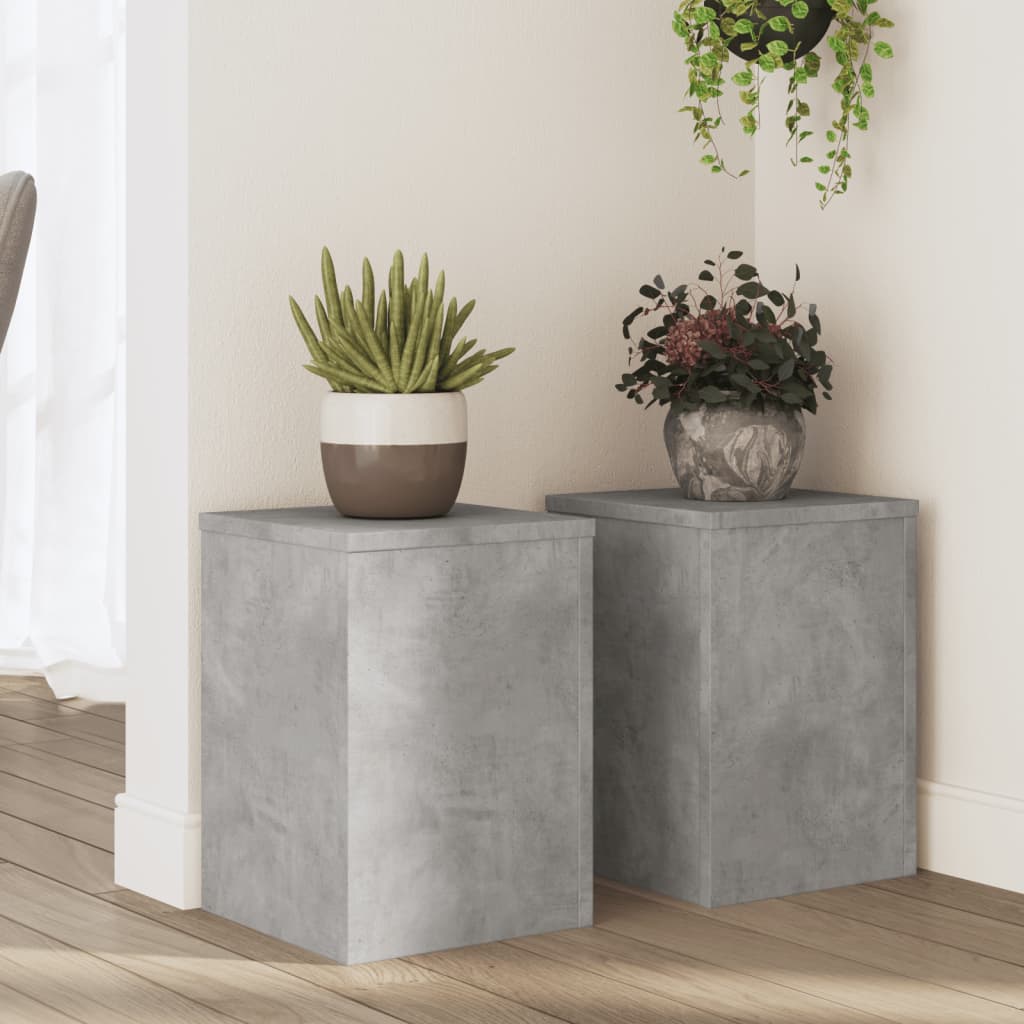 Supports pour plantes 2 pcs gris béton bois d'ingénierie - 3