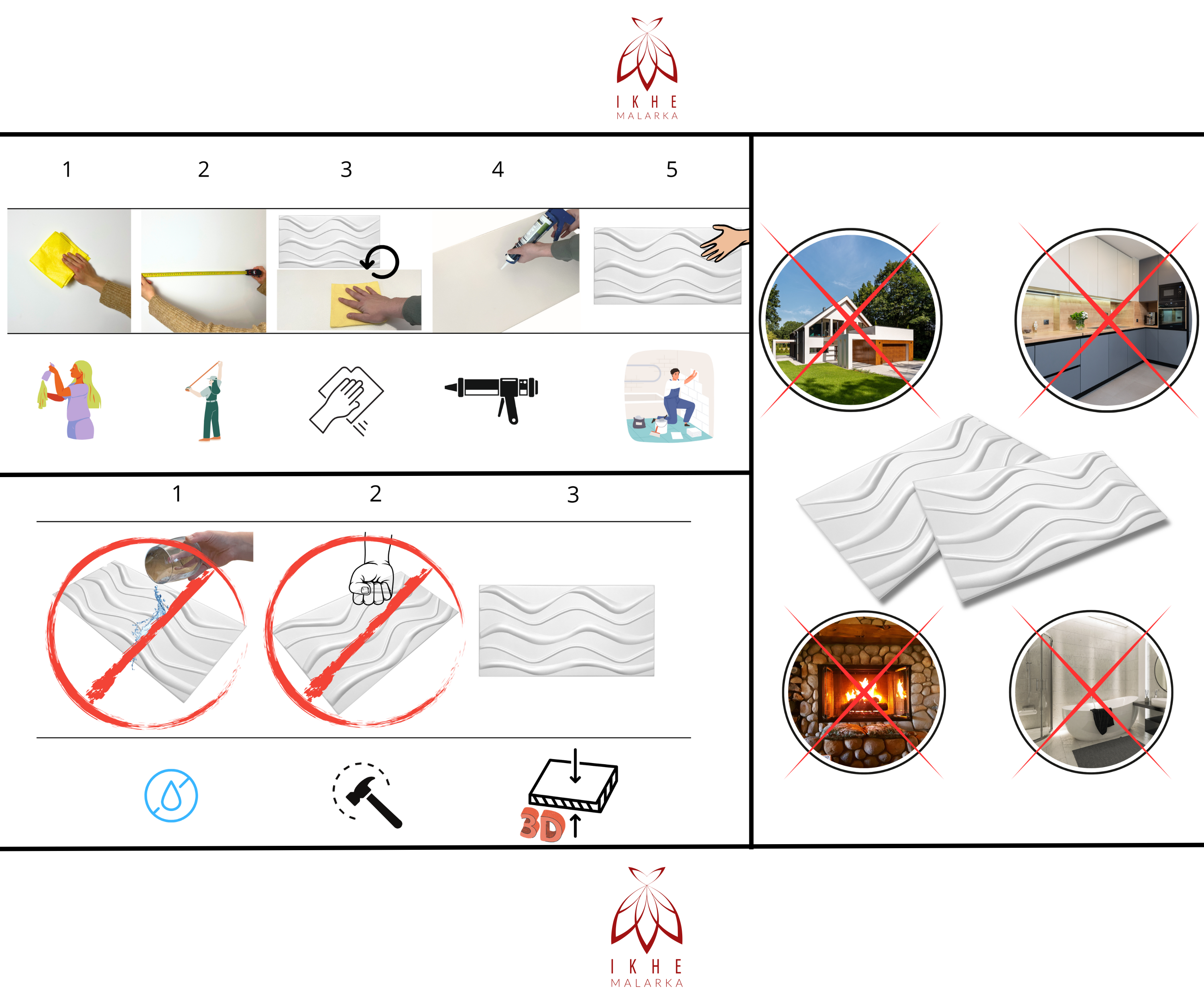 4m² / 8 Pièces - Panneaux Muraux 3D en Polystyrène | Revêtement de Mur & Plafond | Décoration Murale Design Big Wave - 4
