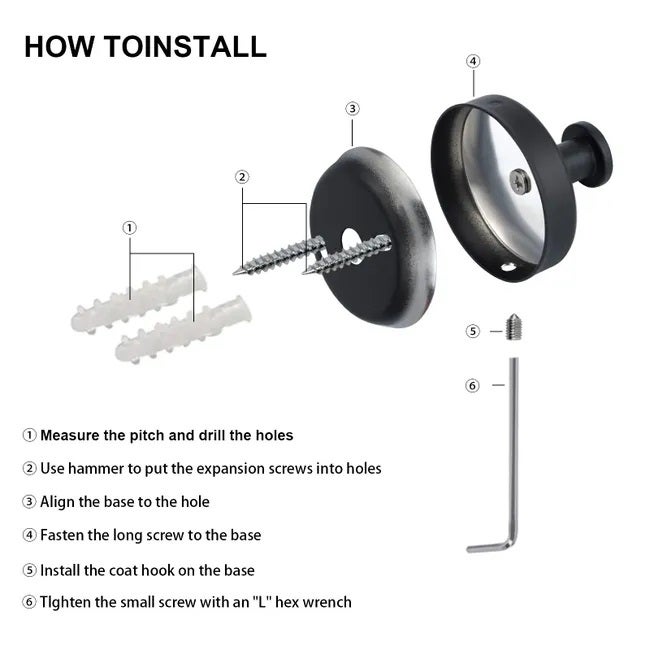 Crochets - Serviette, Manteau, Peignoir Crochets pour Douche, Salle de Bain, Cuisine, Noir (Pack de 4) - 4