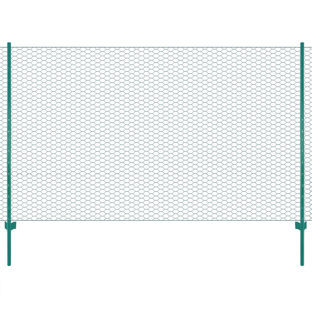 Clôture en grillage métallique avec poteaux Acier 25x1,5 m Vert CFW95505 - 2