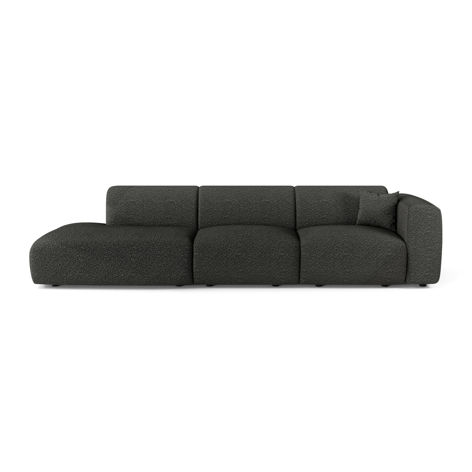 Canapé droit 5 places MYRA tissu bouclette anthracite foncé | Leroy Merlin