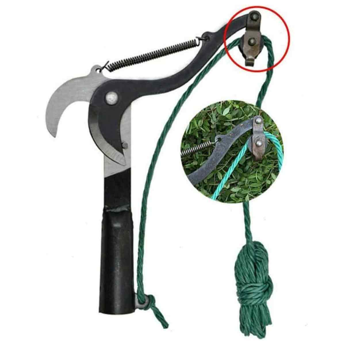 FANMITRK Sécateur long manche avec corde et poulie, lame affûtée pour tailler branches hautes et récolter fruits - 3