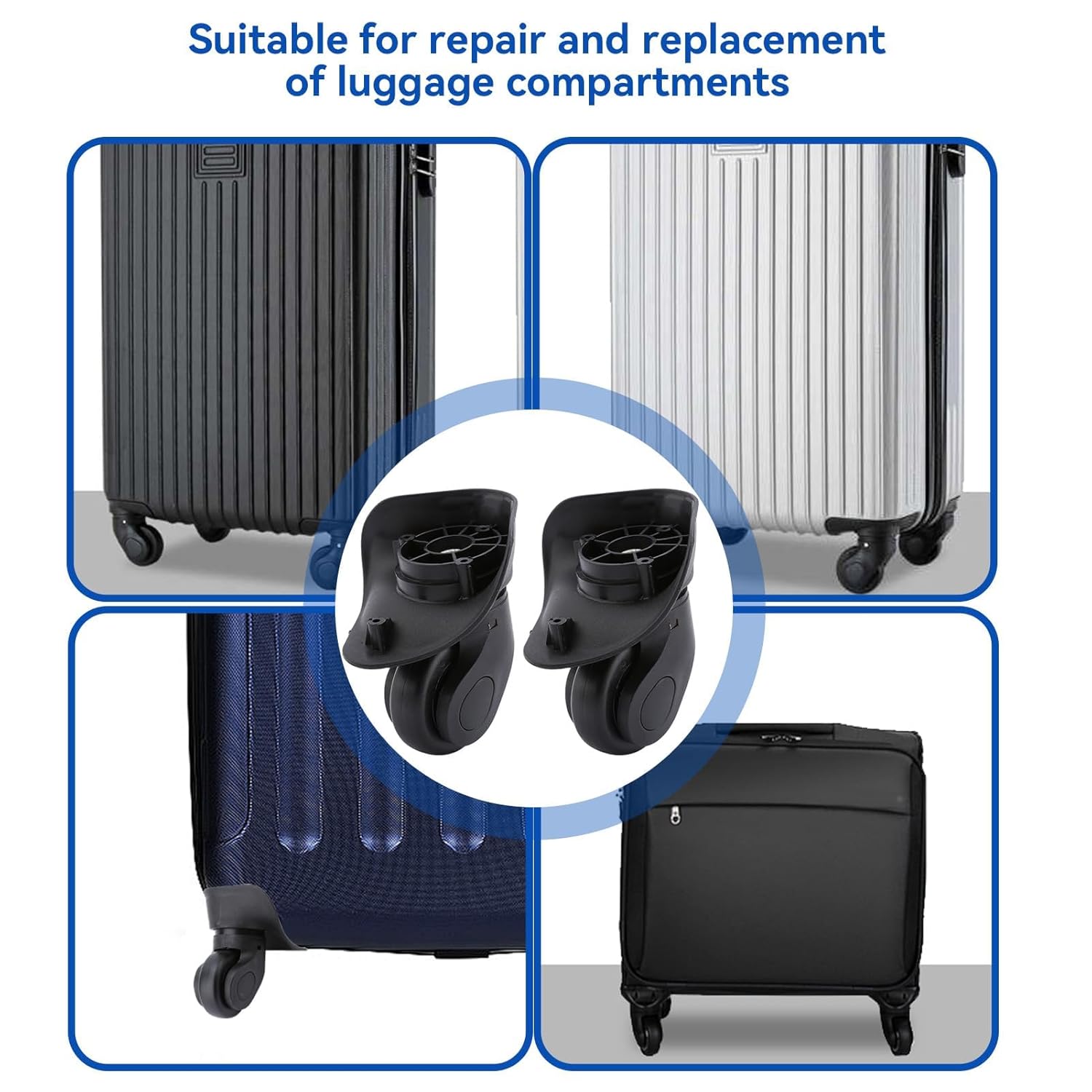 4pcs Roues de Valise, Mute Pivotant Valise Bagages Roues de Remplacement Universel Valise Trolley Accessoire Pièces pour Valise de Voyage - 4