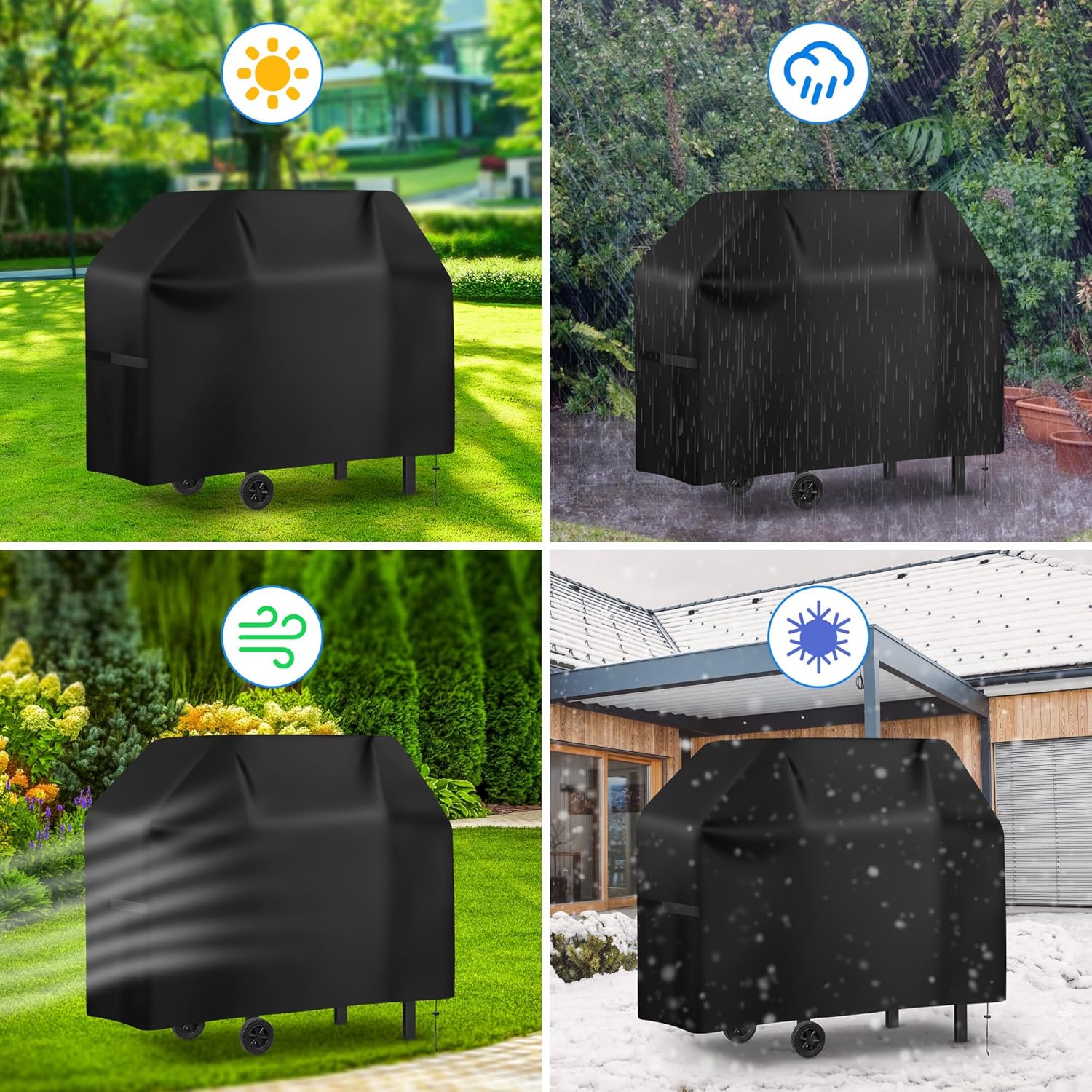 Housse Plancha Exterieur, Housse Barbecue Exterieur Imperméable, Housse Barbecue Gaz, Résistante de 420D Oxford, (132x66x109cm) - 6