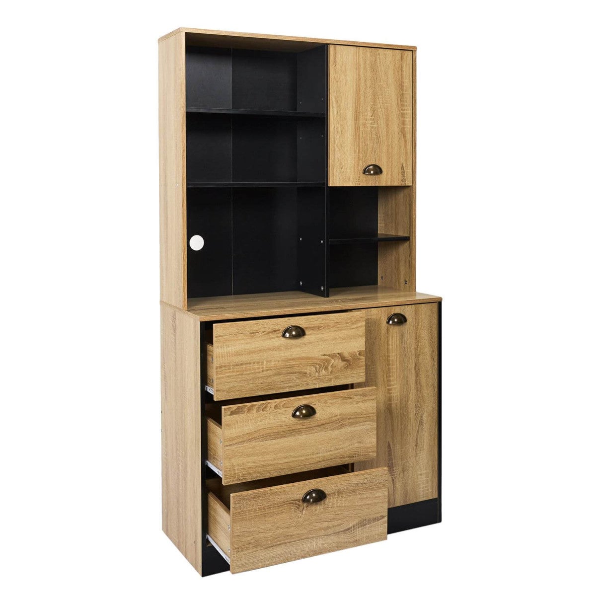 DINAJ - Buffet Vaisselier Multi-Rangement Aspect Bois - 7