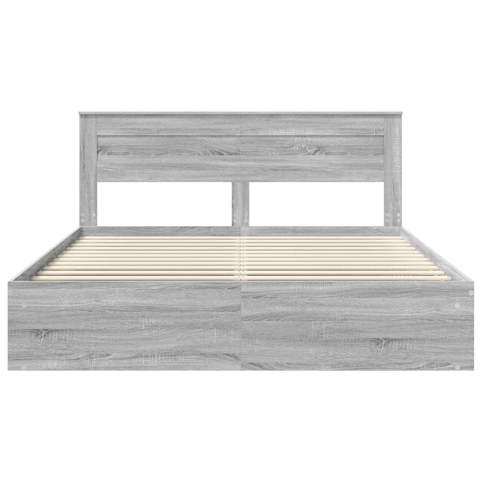 Cadre de lit gris en bois de pin massif pour la chambre, 200 × 200 cm - 7